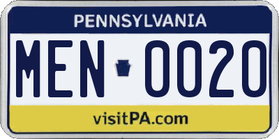 PA license plate MEN0020