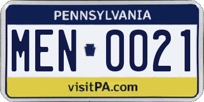 PA license plate MEN0021
