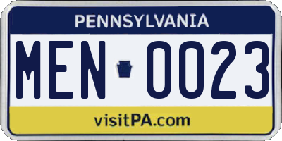 PA license plate MEN0023