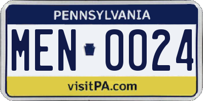 PA license plate MEN0024