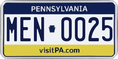 PA license plate MEN0025