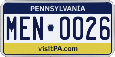 PA license plate MEN0026