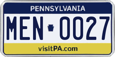 PA license plate MEN0027