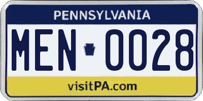 PA license plate MEN0028