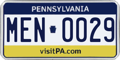 PA license plate MEN0029