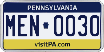 PA license plate MEN0030