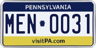 PA license plate MEN0031