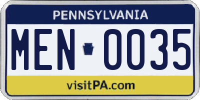 PA license plate MEN0035