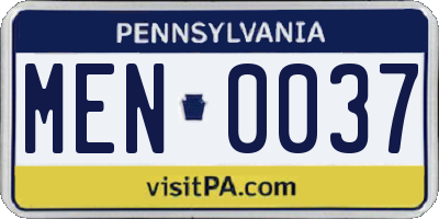 PA license plate MEN0037