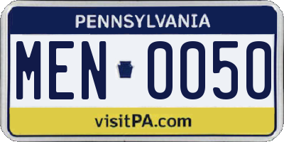 PA license plate MEN0050