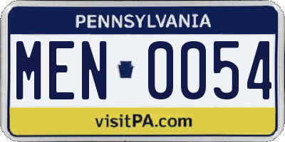 PA license plate MEN0054