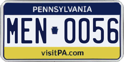 PA license plate MEN0056