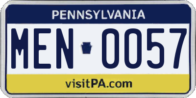 PA license plate MEN0057