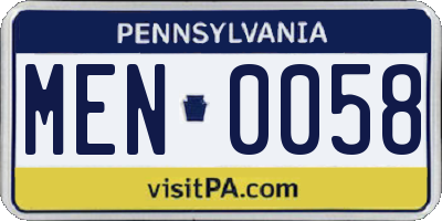 PA license plate MEN0058