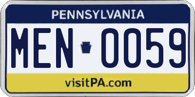 PA license plate MEN0059