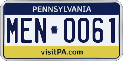 PA license plate MEN0061