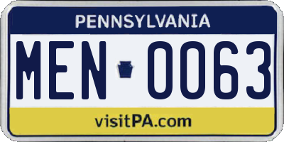 PA license plate MEN0063