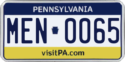 PA license plate MEN0065