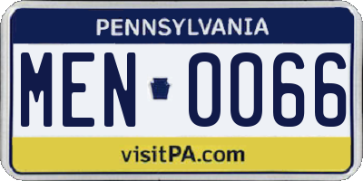 PA license plate MEN0066