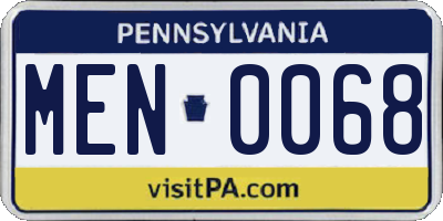 PA license plate MEN0068