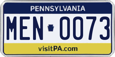 PA license plate MEN0073