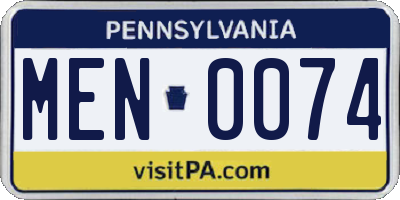 PA license plate MEN0074