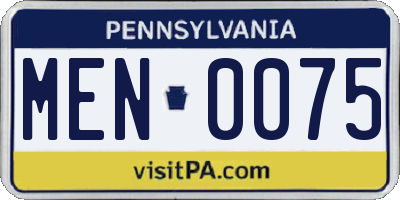PA license plate MEN0075