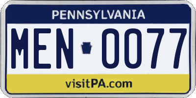 PA license plate MEN0077