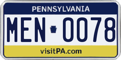 PA license plate MEN0078