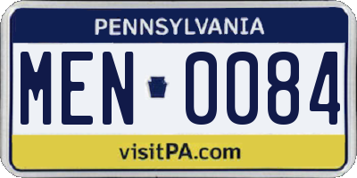 PA license plate MEN0084