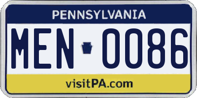 PA license plate MEN0086
