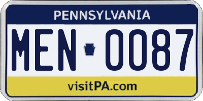 PA license plate MEN0087
