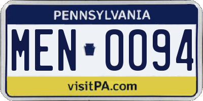 PA license plate MEN0094