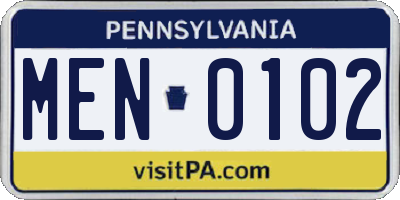 PA license plate MEN0102