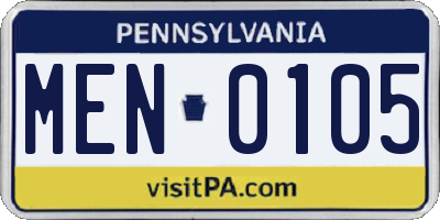 PA license plate MEN0105