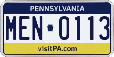PA license plate MEN0113