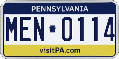 PA license plate MEN0114