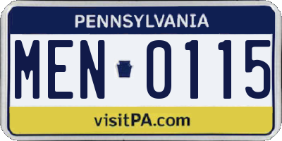 PA license plate MEN0115