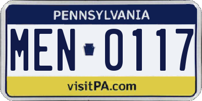 PA license plate MEN0117