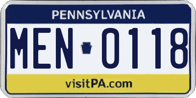 PA license plate MEN0118