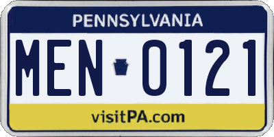 PA license plate MEN0121