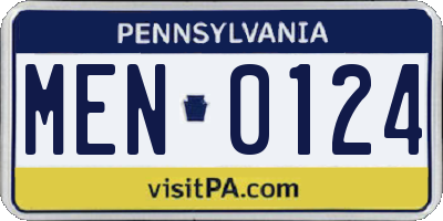 PA license plate MEN0124