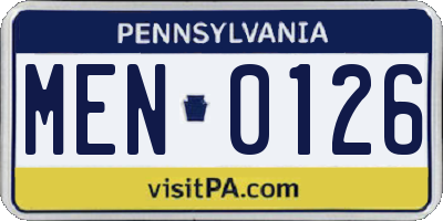 PA license plate MEN0126
