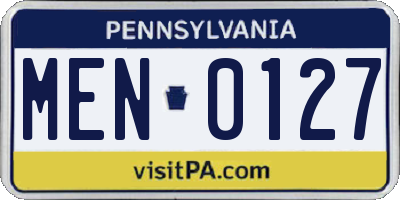 PA license plate MEN0127