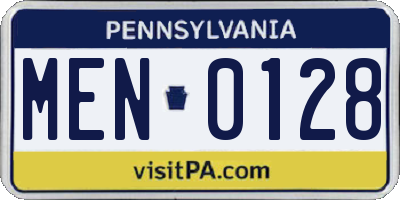PA license plate MEN0128
