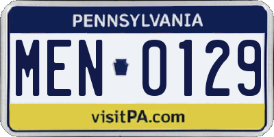 PA license plate MEN0129