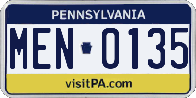 PA license plate MEN0135