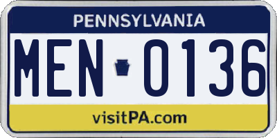 PA license plate MEN0136