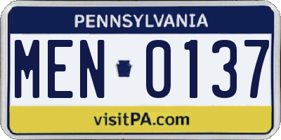 PA license plate MEN0137