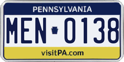 PA license plate MEN0138